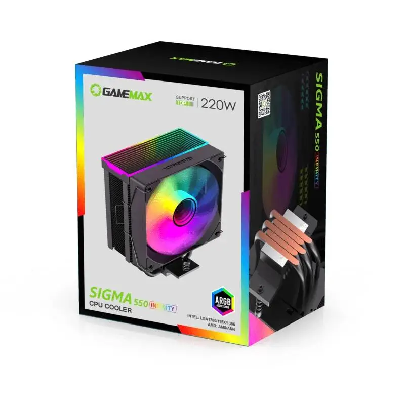 Охладител за процесор Gamemax Sigma 550 Infinity Black CPU Cooler ARGB
