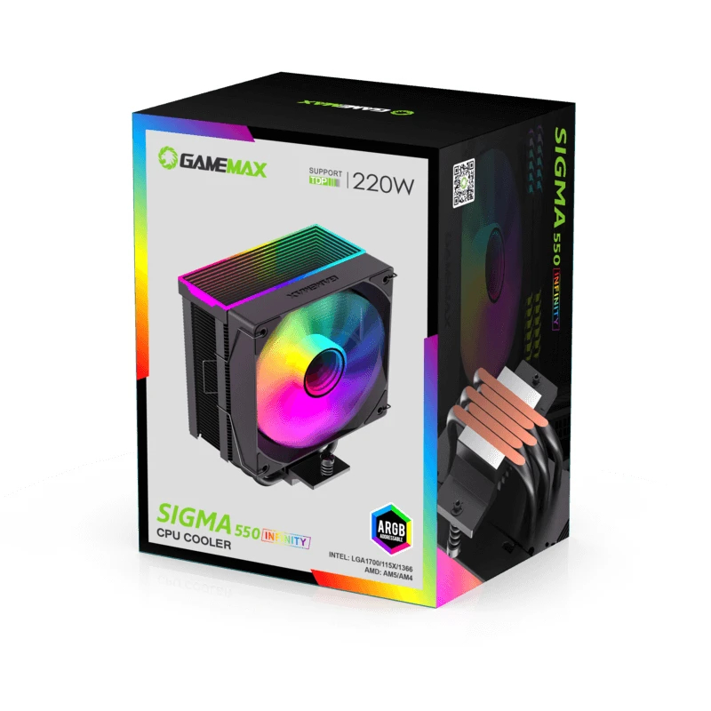Охладител за процесор Gamemax Sigma 550 Infinity Black CPU Cooler ARGB