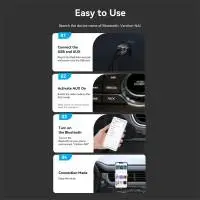 Vention блутут за кола за разговори и музика Car Bluetooth 5.4 audio receiver USB, 3.5mm jack - NAIHG