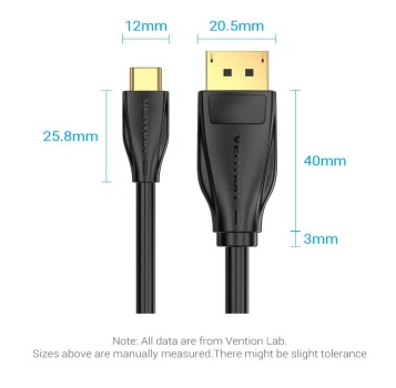 Vention кабел Cable Type-C to DisplayPort - 1.5m 8K Black - CGYBG