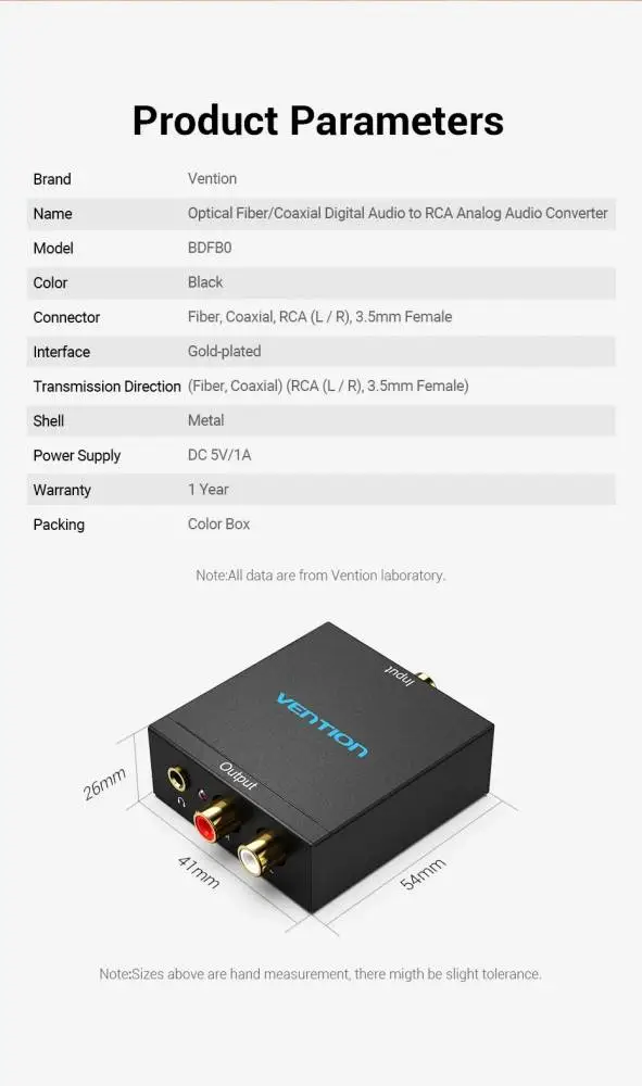 Vention аудио конвертор Analog Audio Convertor Optical/Coaxial F -> 2 x RCA/TRS 3.5mm F - BDFB0