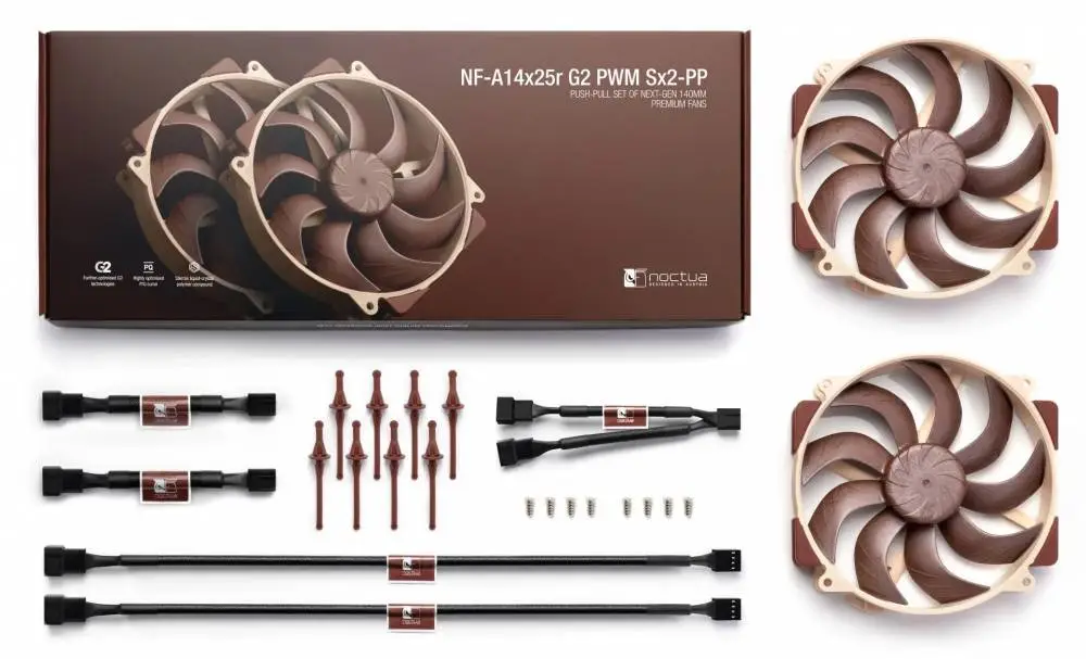 Комплект вентилатори Noctua NF-A14x25r G2 PWM Sx2-PP 140mm