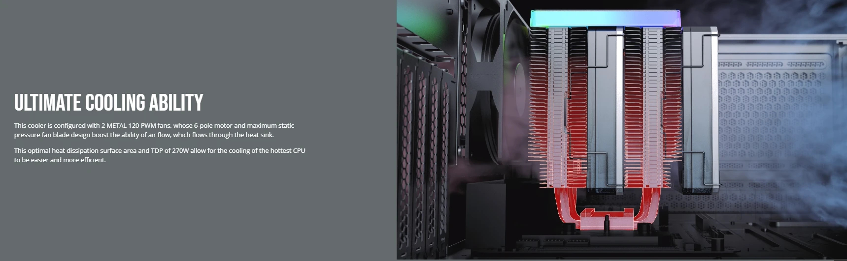 Охладител за процесор Montech METAL DT24 PREMIUM CPU Cooler Dual Tower ARGB Black