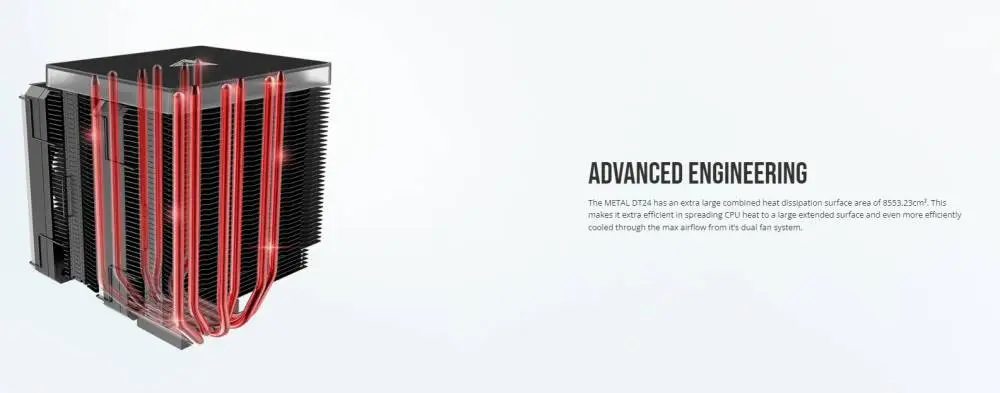 Охладител за процесор Montech METAL DT24 PREMIUM CPU Cooler Dual Tower ARGB Black