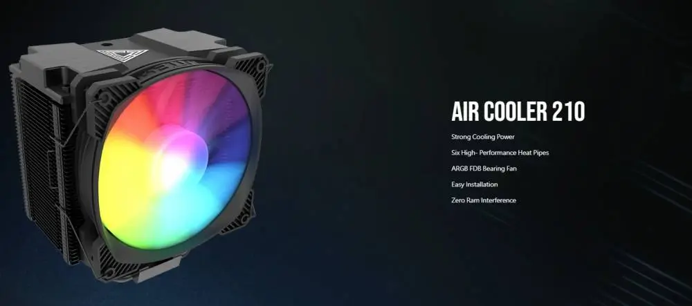 Охладител за процесор Montech AIR COOLER 210 CPU Cooler ARGB Black