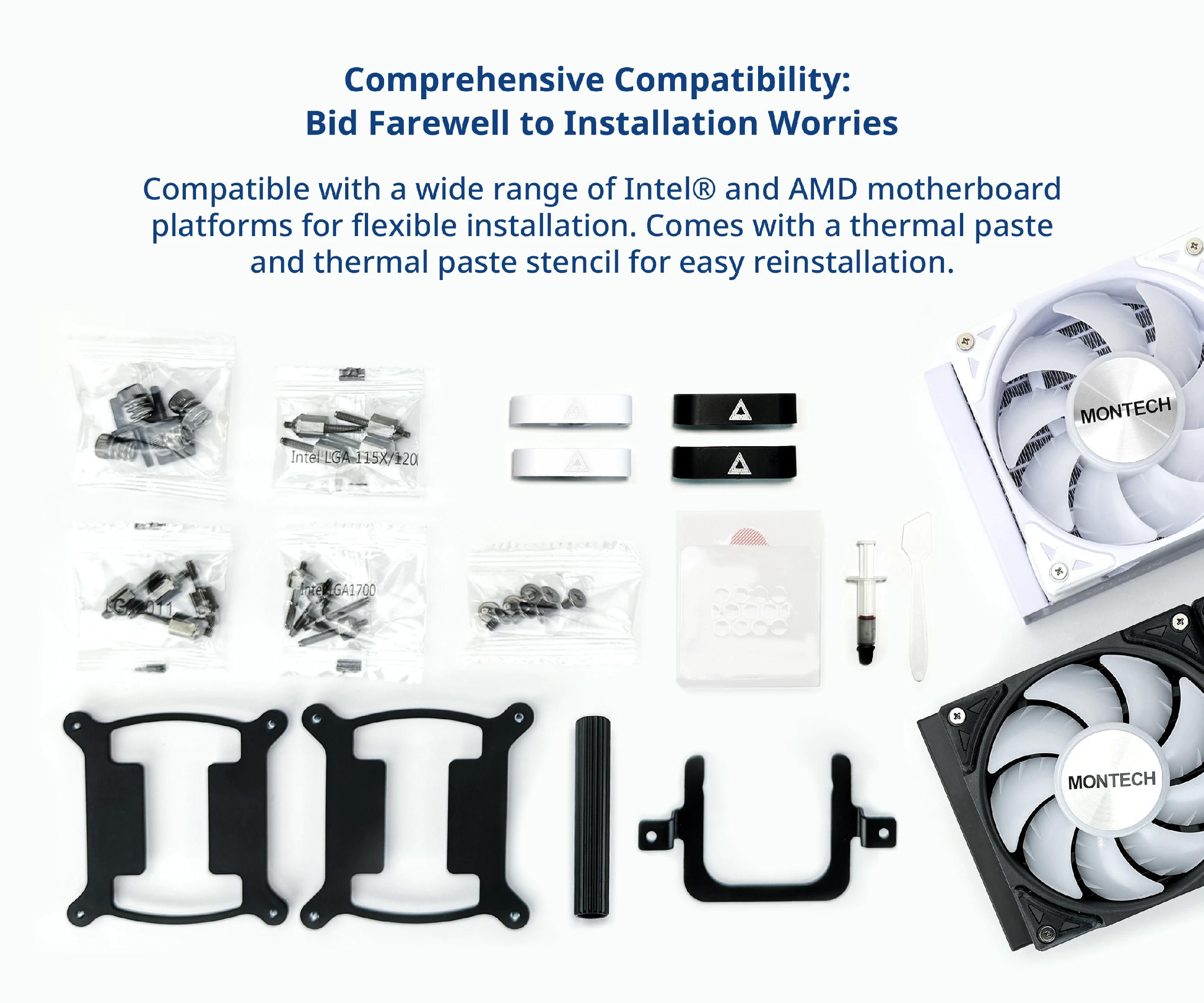 Водно охлаждане за процесор Montech Hyper Flow ARGB 360 CPU Liquid Cooler White