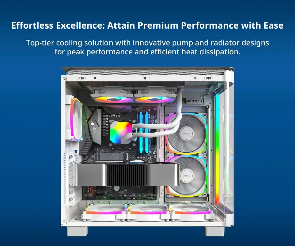 Водно охлаждане за процесор Montech Hyper Flow ARGB 240 CPU Liquid Cooler White