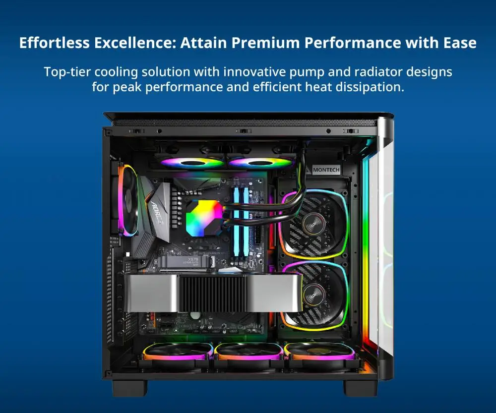 Водно охлаждане за процесор Montech Hyper Flow ARGB 240 CPU Liquid Cooler Black