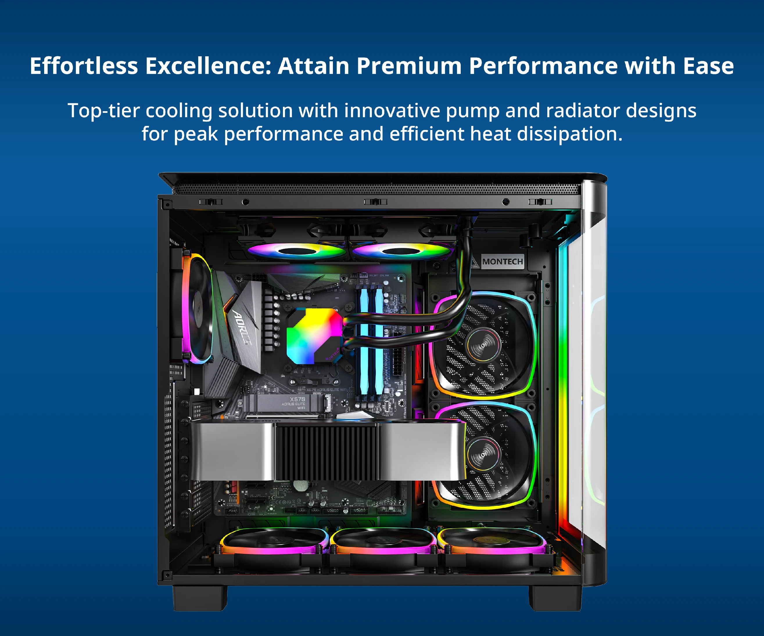 Водно охлаждане за процесор Montech Hyper Flow ARGB 240 CPU Liquid Cooler Black