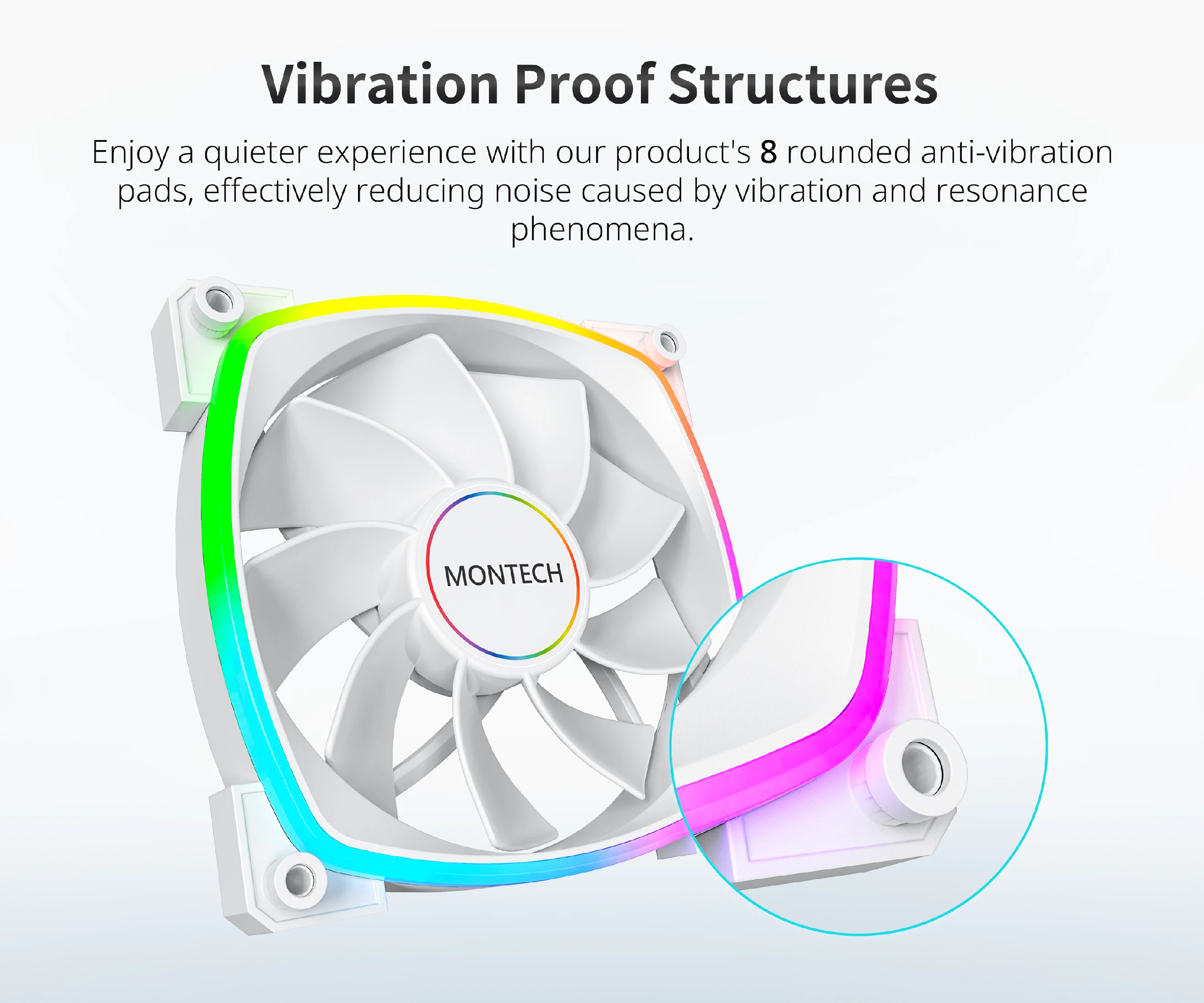 Ανεμιστήρας Montech RX140 PWM REVERSE Fan 140mm ARGB Λευκός