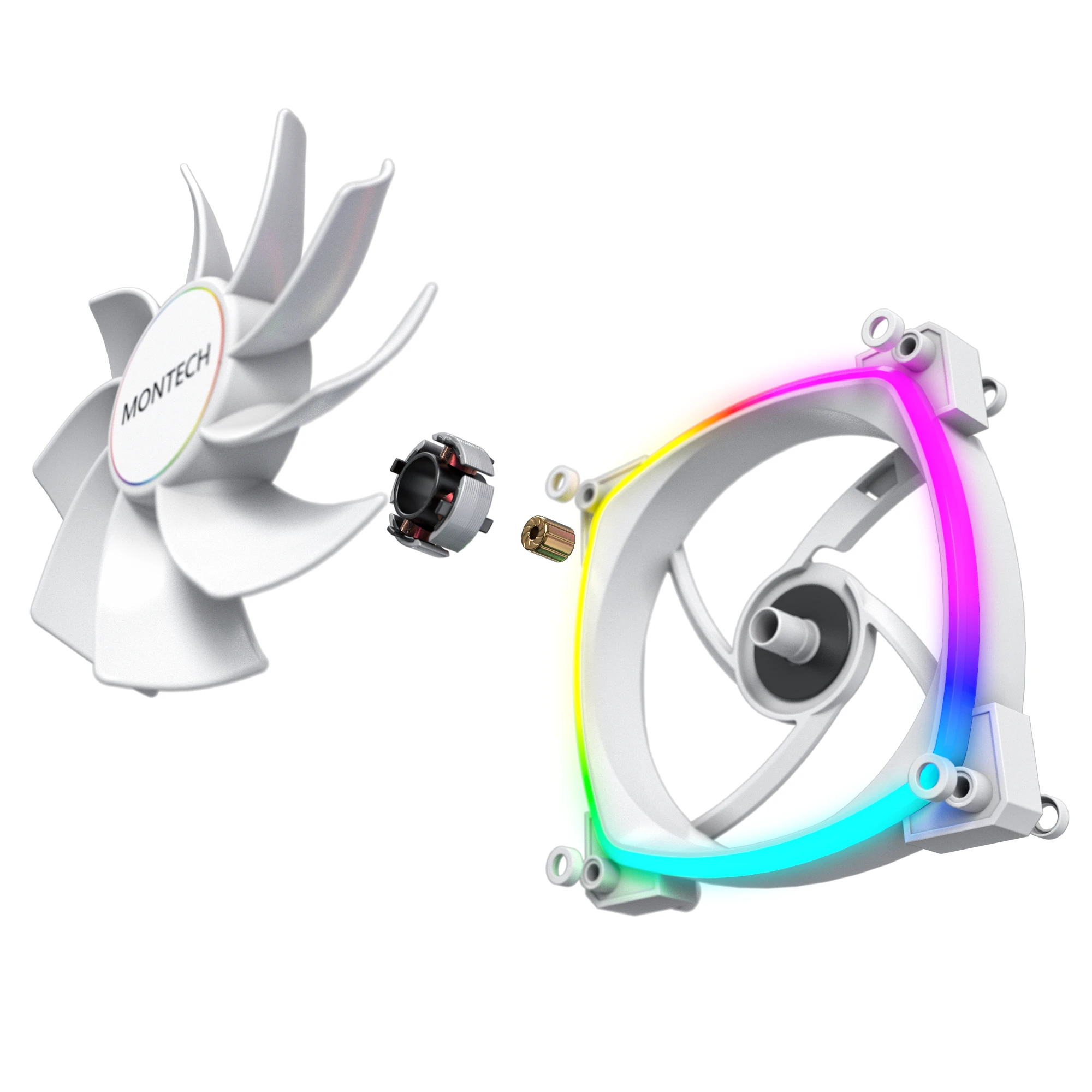 Ανεμιστήρας Montech RX140 PWM REVERSE Fan 140mm ARGB Λευκός