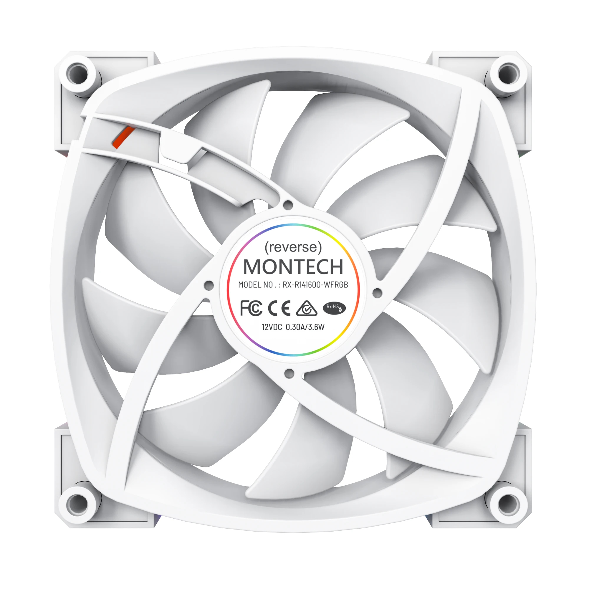 Ανεμιστήρας Montech RX140 PWM REVERSE Fan 140mm ARGB Λευκός