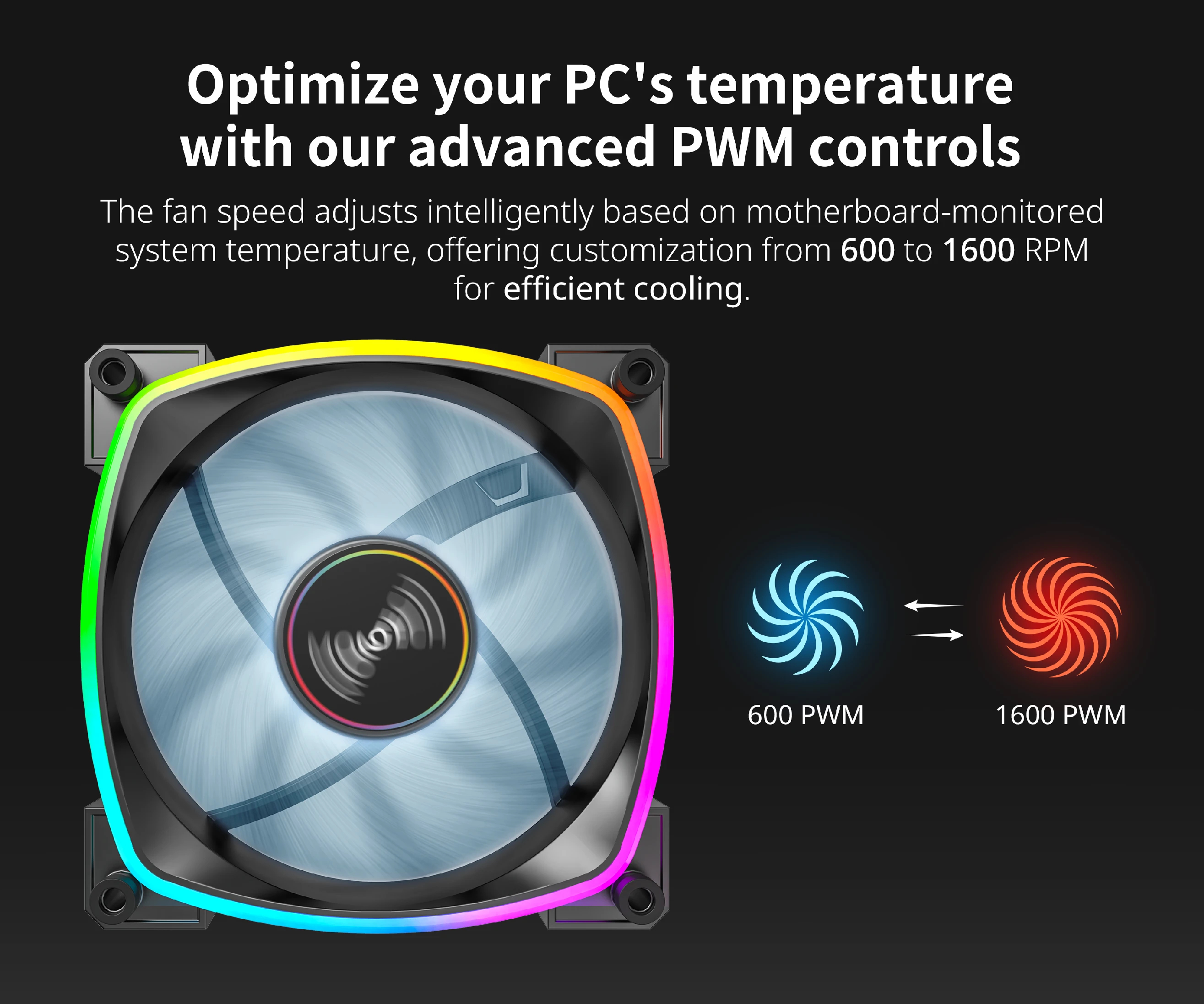 Ventilateur Montech RX140 PWM REVERSE Fan 140mm ARGB Noir