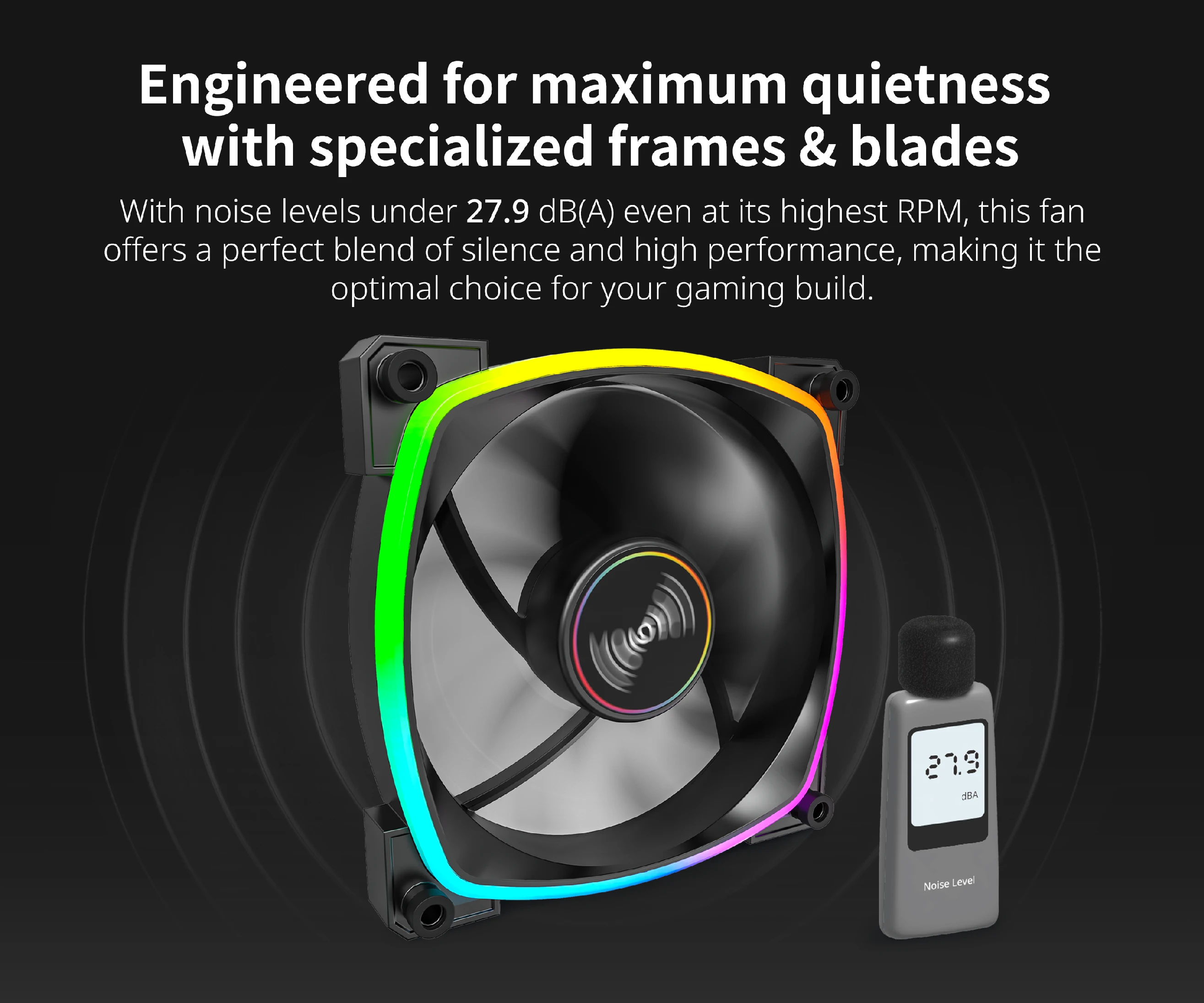 Ventilateur Montech RX140 PWM REVERSE Fan 140mm ARGB Noir