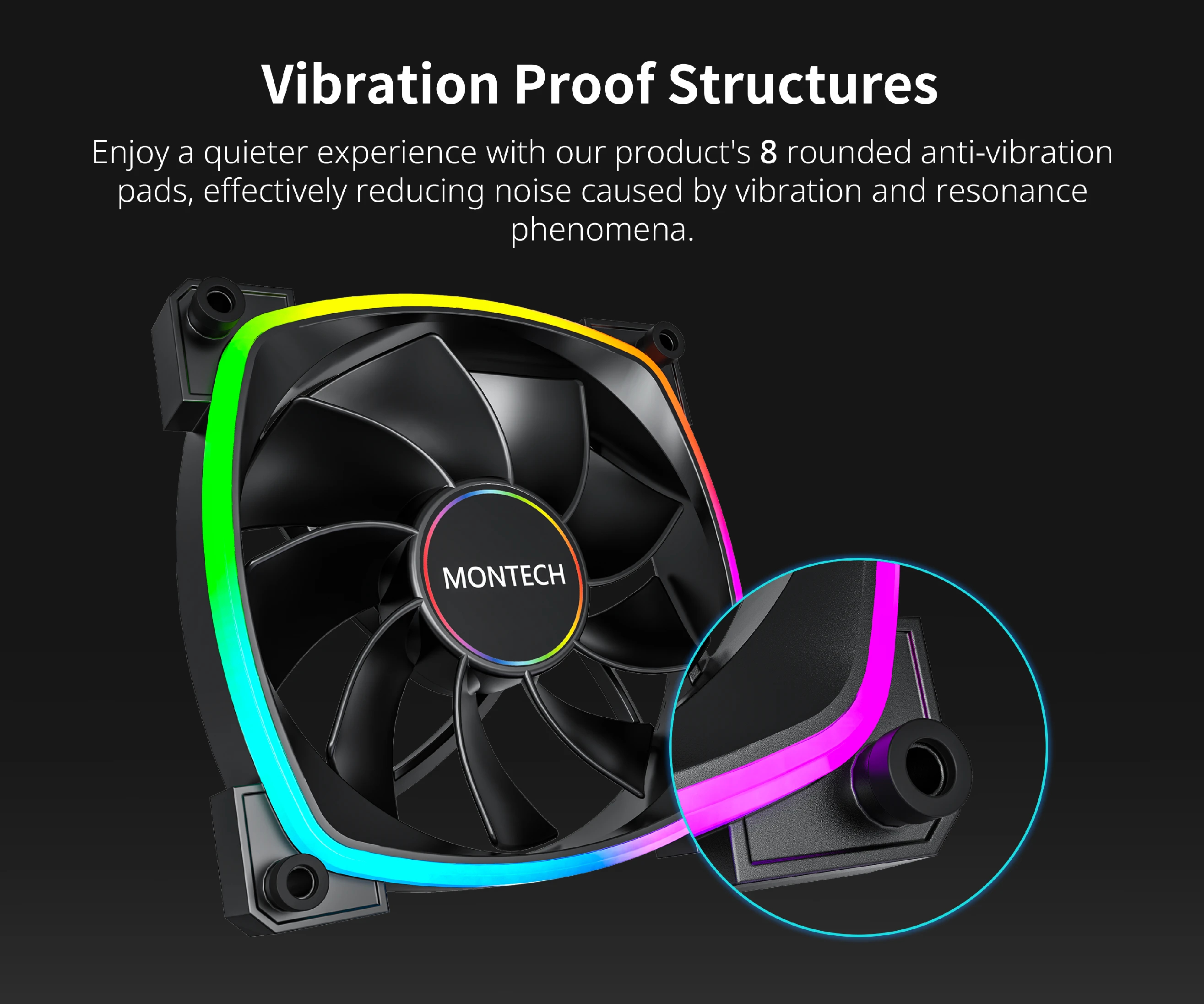 Ventilateur Montech RX140 PWM REVERSE Fan 140mm ARGB Noir