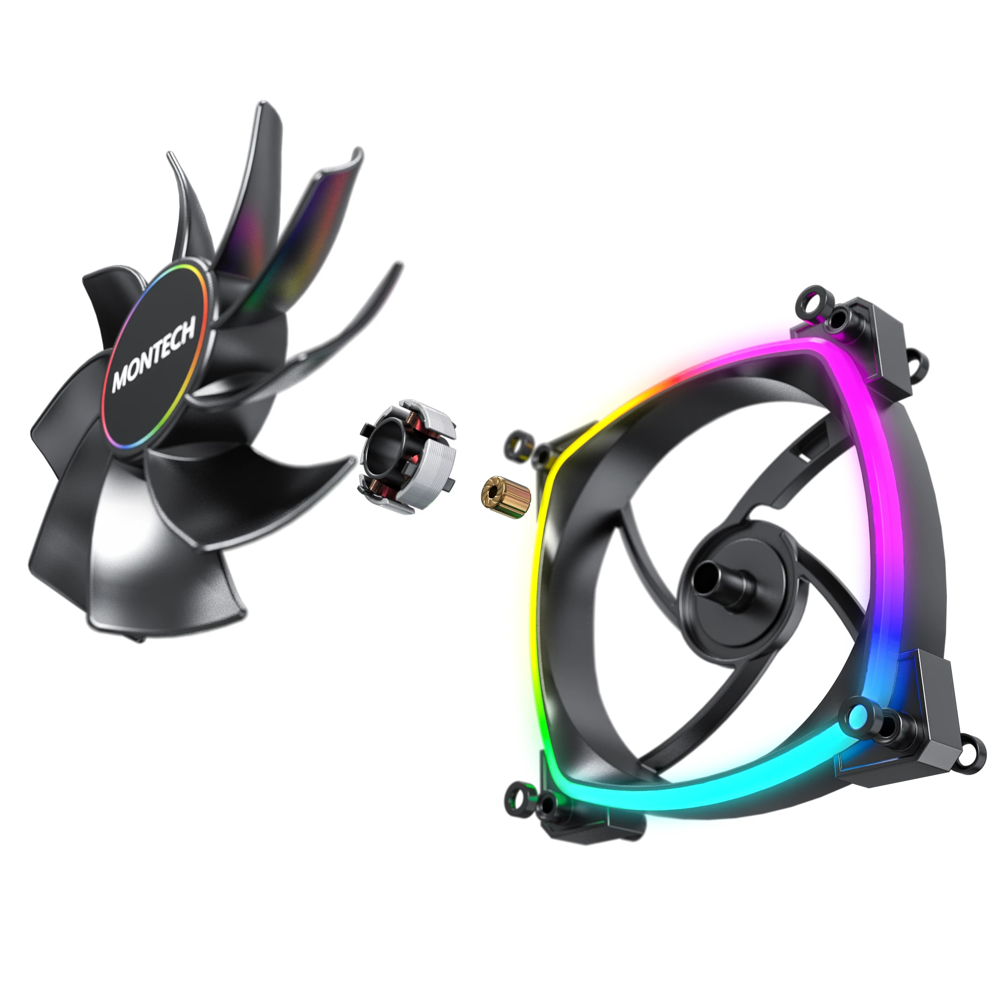 Ventilateur Montech RX140 PWM REVERSE Fan 140mm ARGB Noir