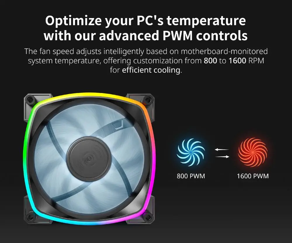 Вентилатор Montech RX120 PWM REVERSE Fan 120mm ARGB Black