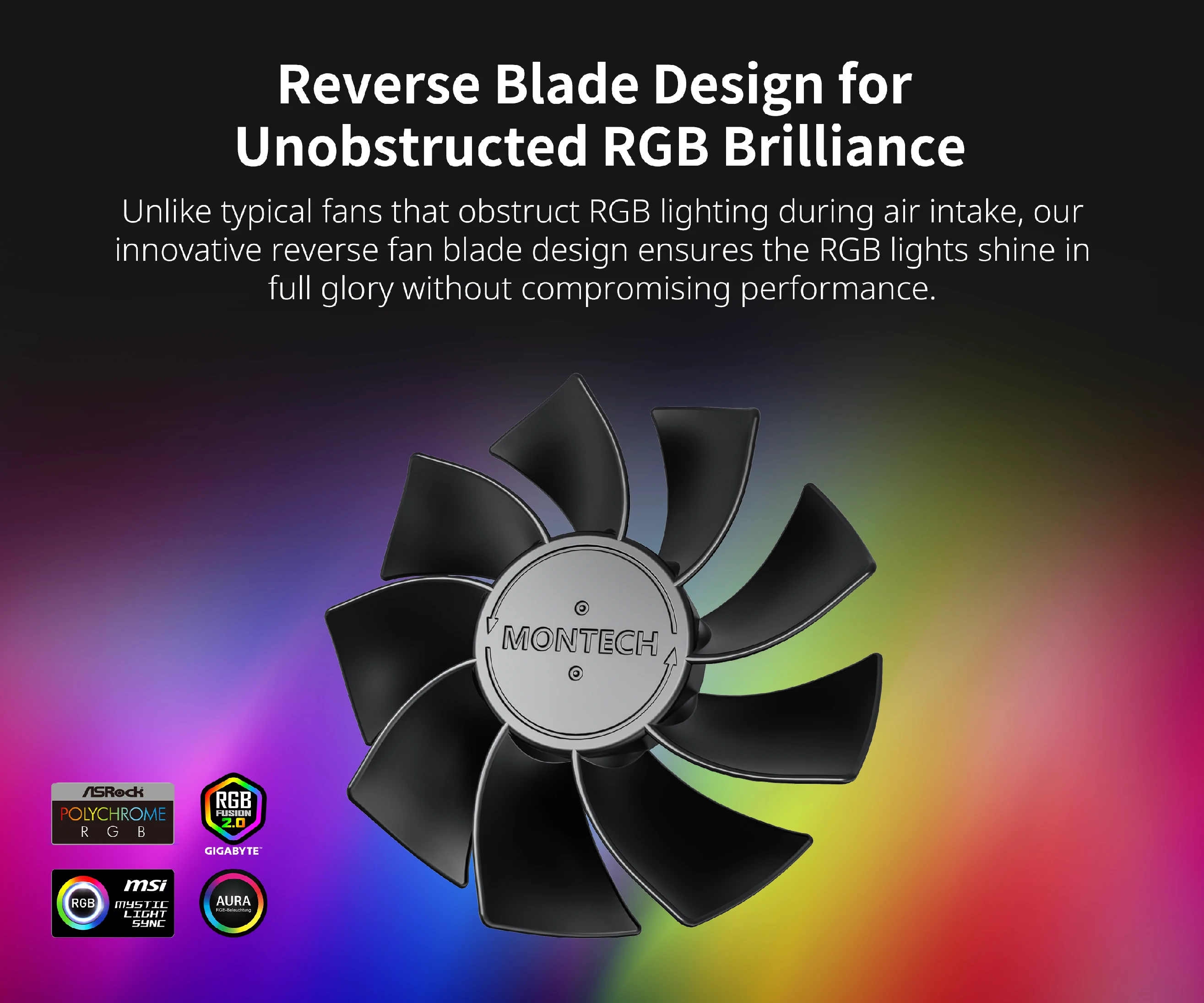 Вентилатор Montech RX120 PWM REVERSE Fan 120mm ARGB Black