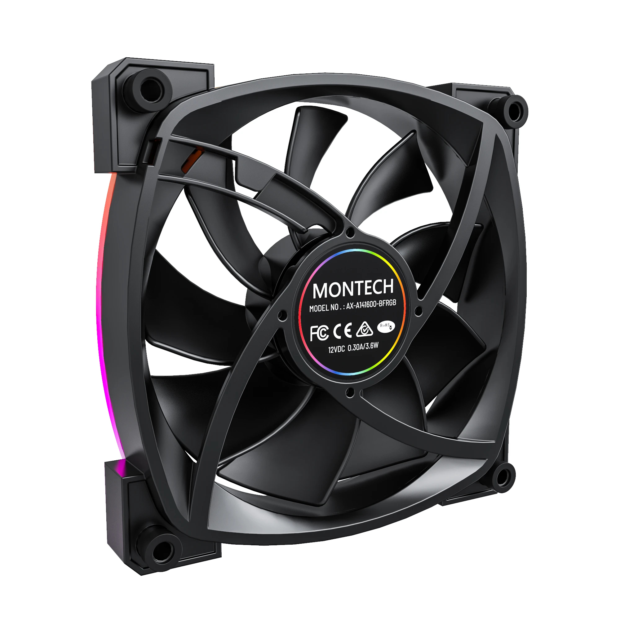 Вентилатор Montech AX140 PWM Fan 140mm ARGB Black 