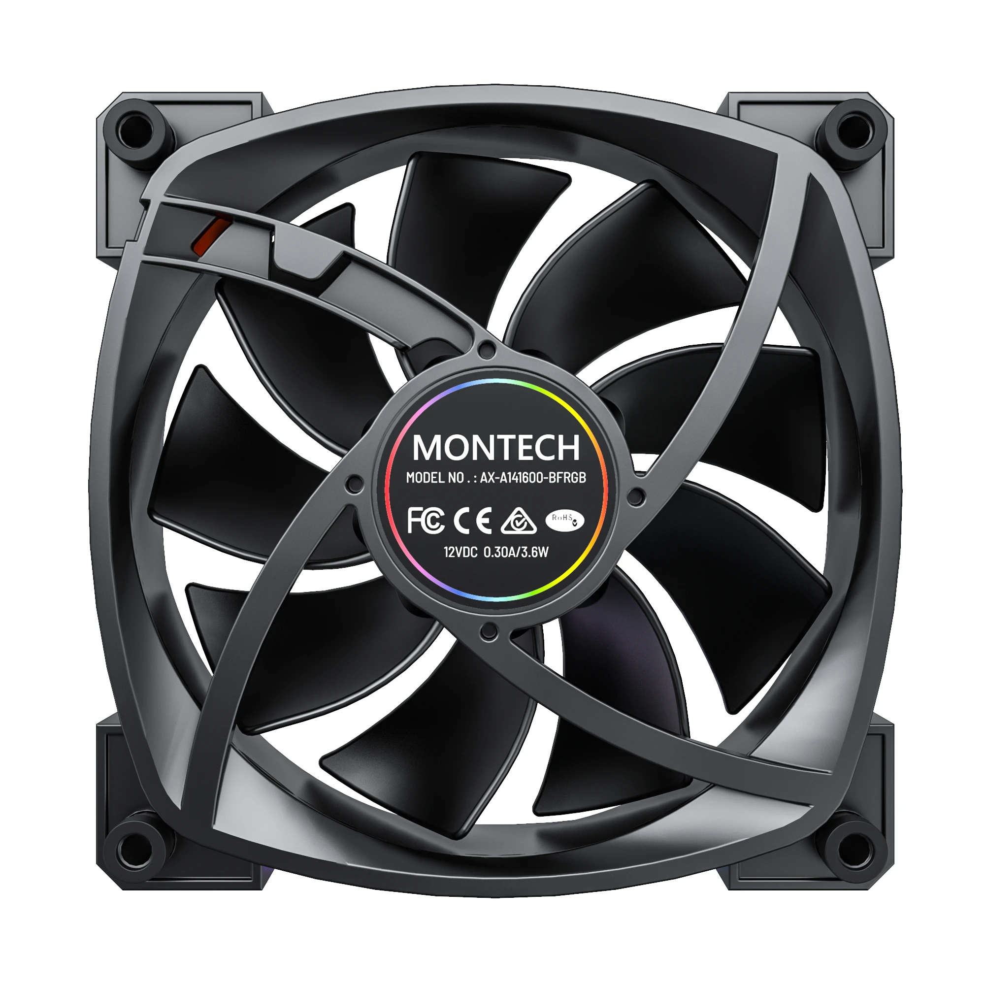 Вентилатор Montech AX140 PWM Fan 140mm ARGB Black 