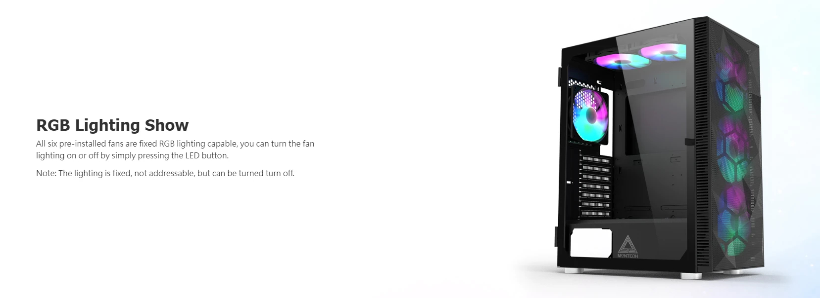 Кутия Montech X3 MESH TG Black Mid-tower 6 x Fixed ARGB fans
