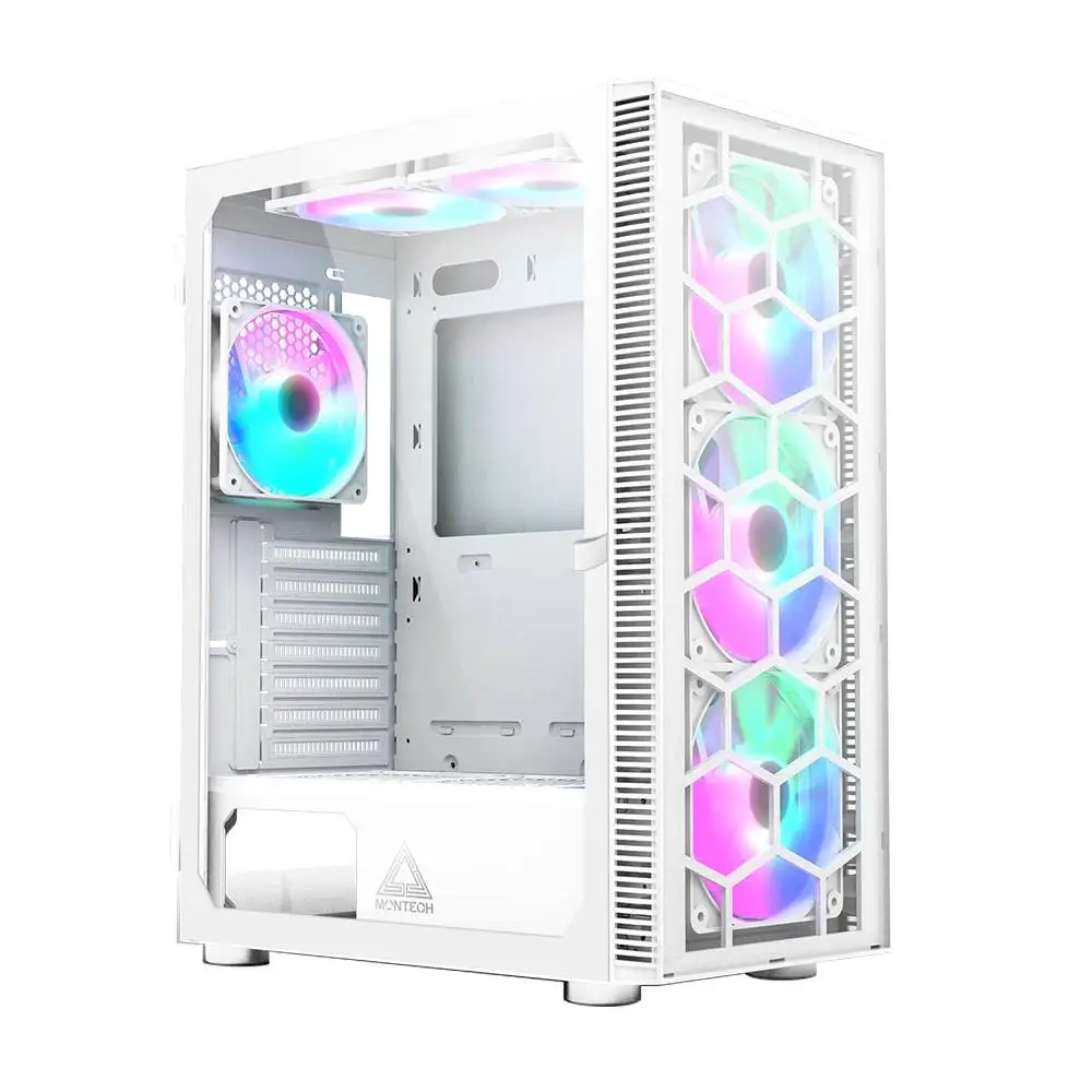 Кутия Montech X3 GLASS Mid-tower Case TG FRGB Fans White