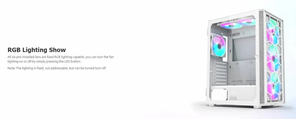 Кутия Montech X3 GLASS Mid-tower Case TG FRGB Fans White