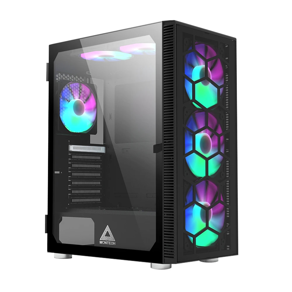 Кутия Montech X3 GLASS Mid-tower Case TG FRGB Fans Black