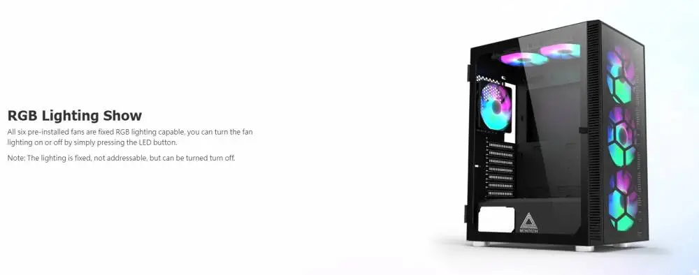 Кутия Montech X3 GLASS Mid-tower Case TG FRGB Fans Black