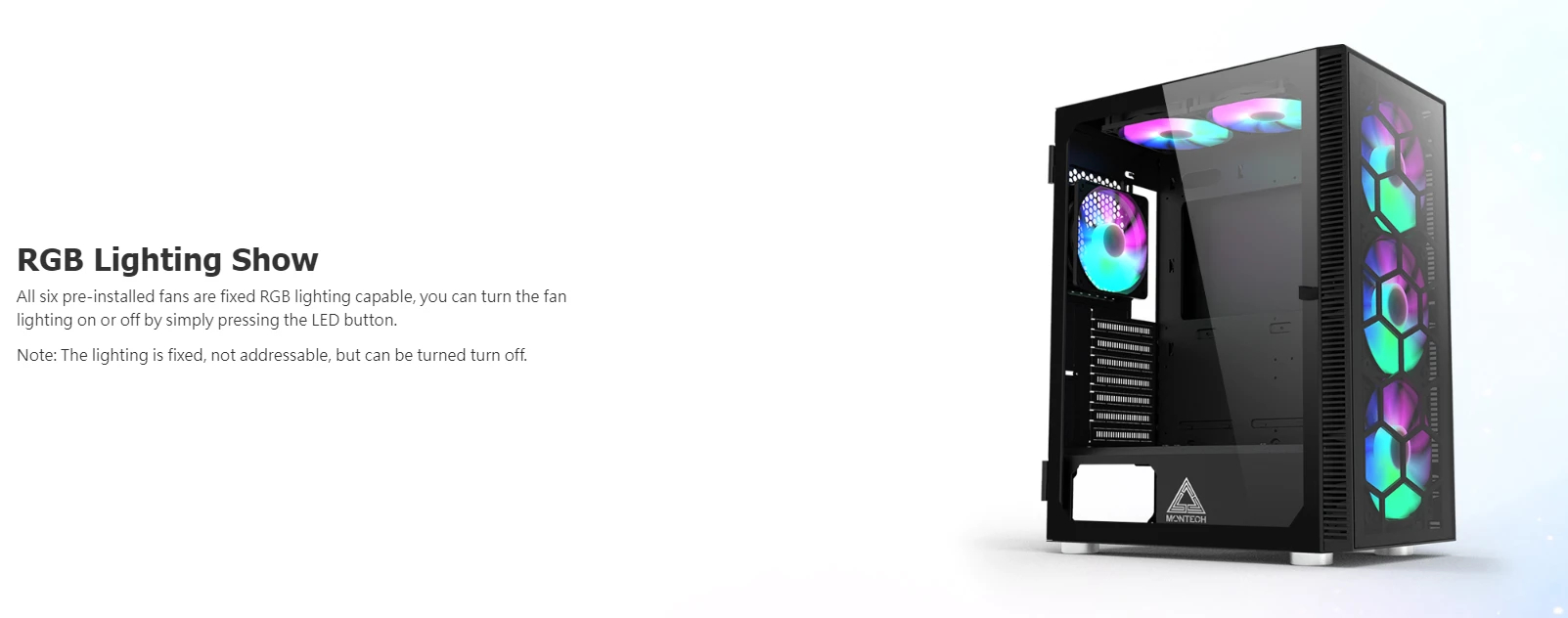 Кутия Montech X3 GLASS Mid-tower Case TG FRGB Fans Black
