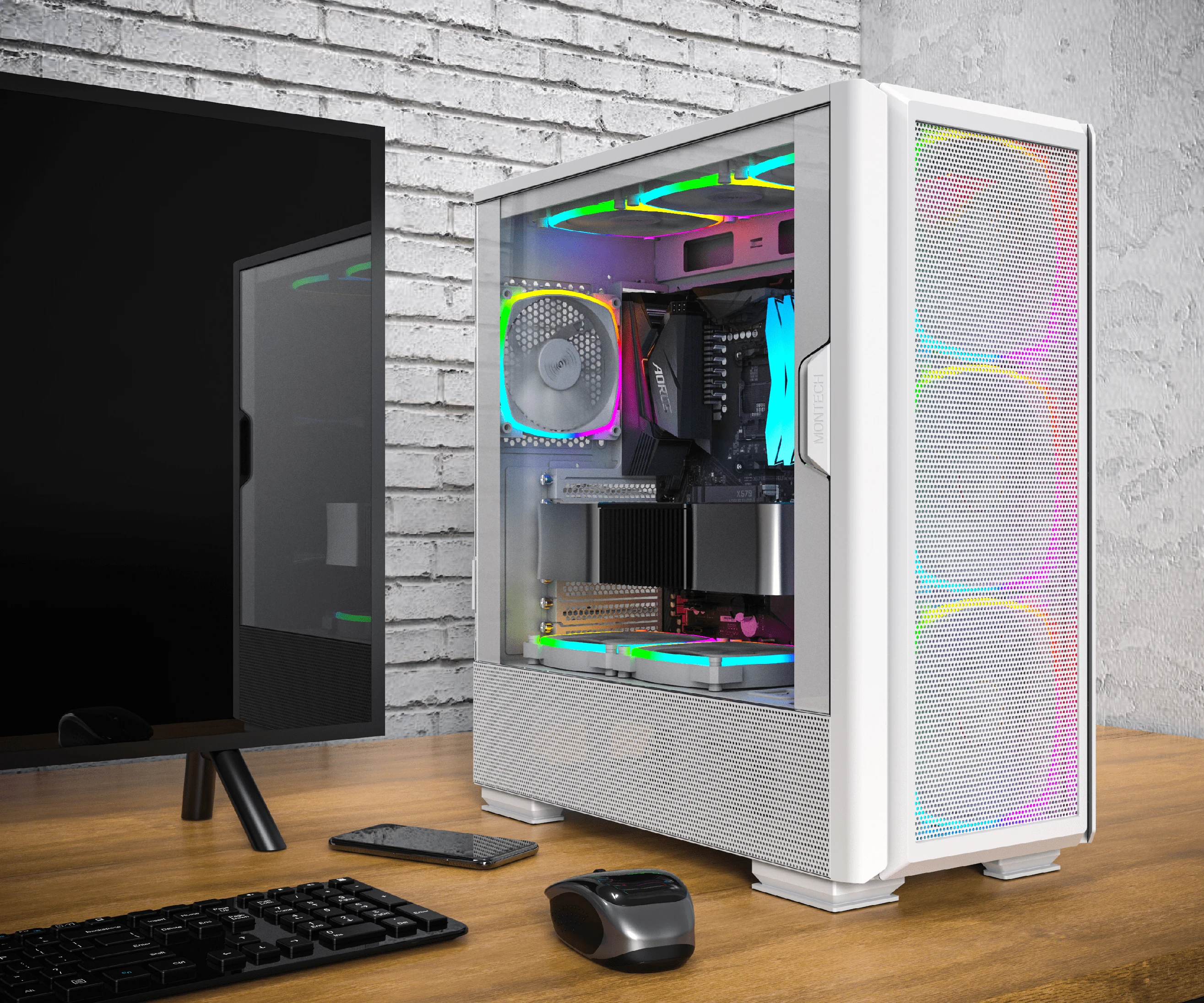 Кутия Montech SKY TWO GX Mid-tower Case TG ARGB White