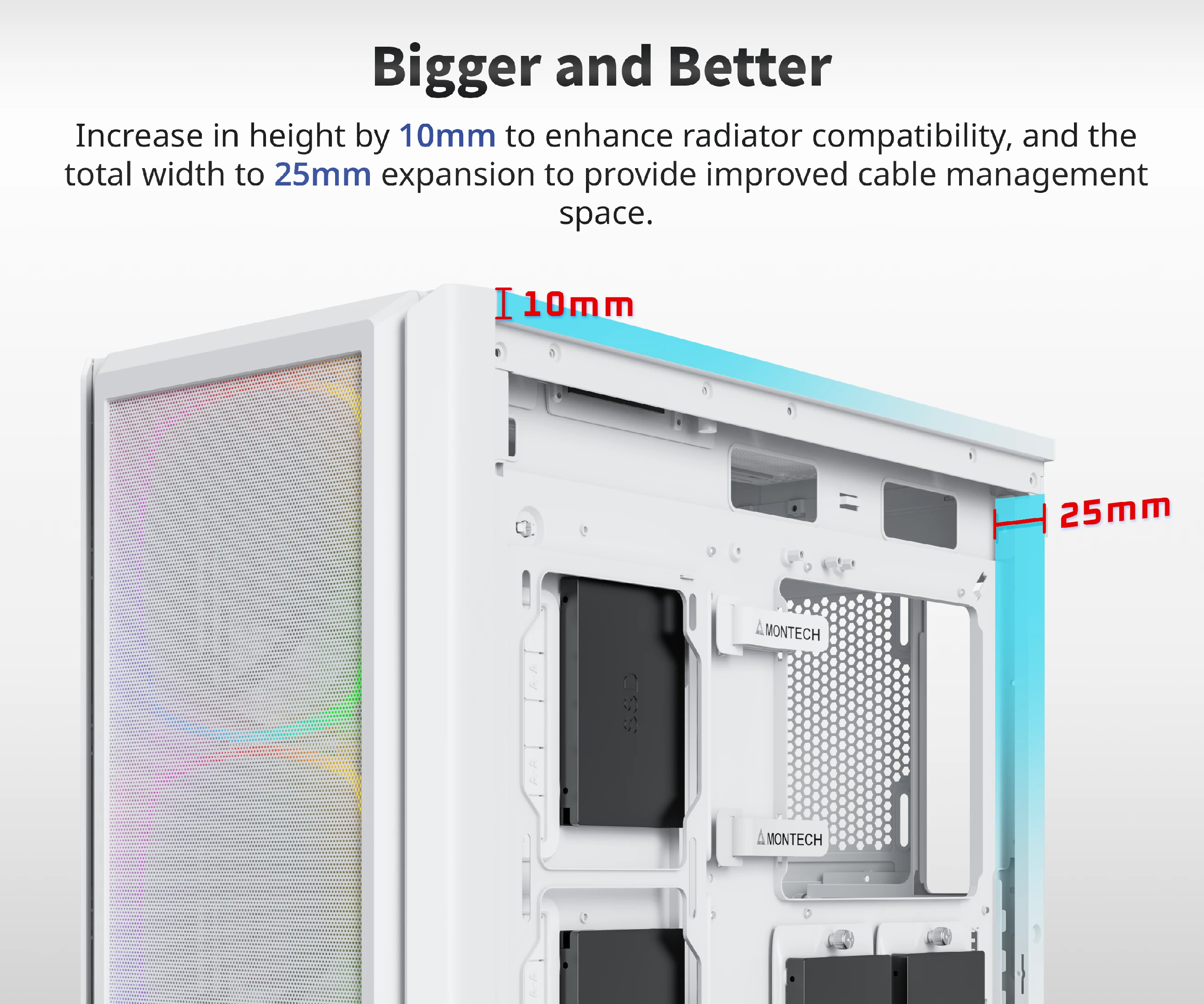 Кутия Montech SKY TWO GX Mid-tower Case TG ARGB White