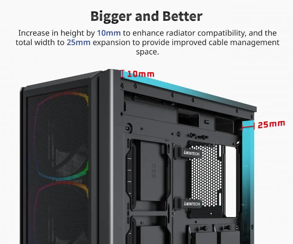 Кутия Montech SKY TWO GX Mid-tower Case TG Black