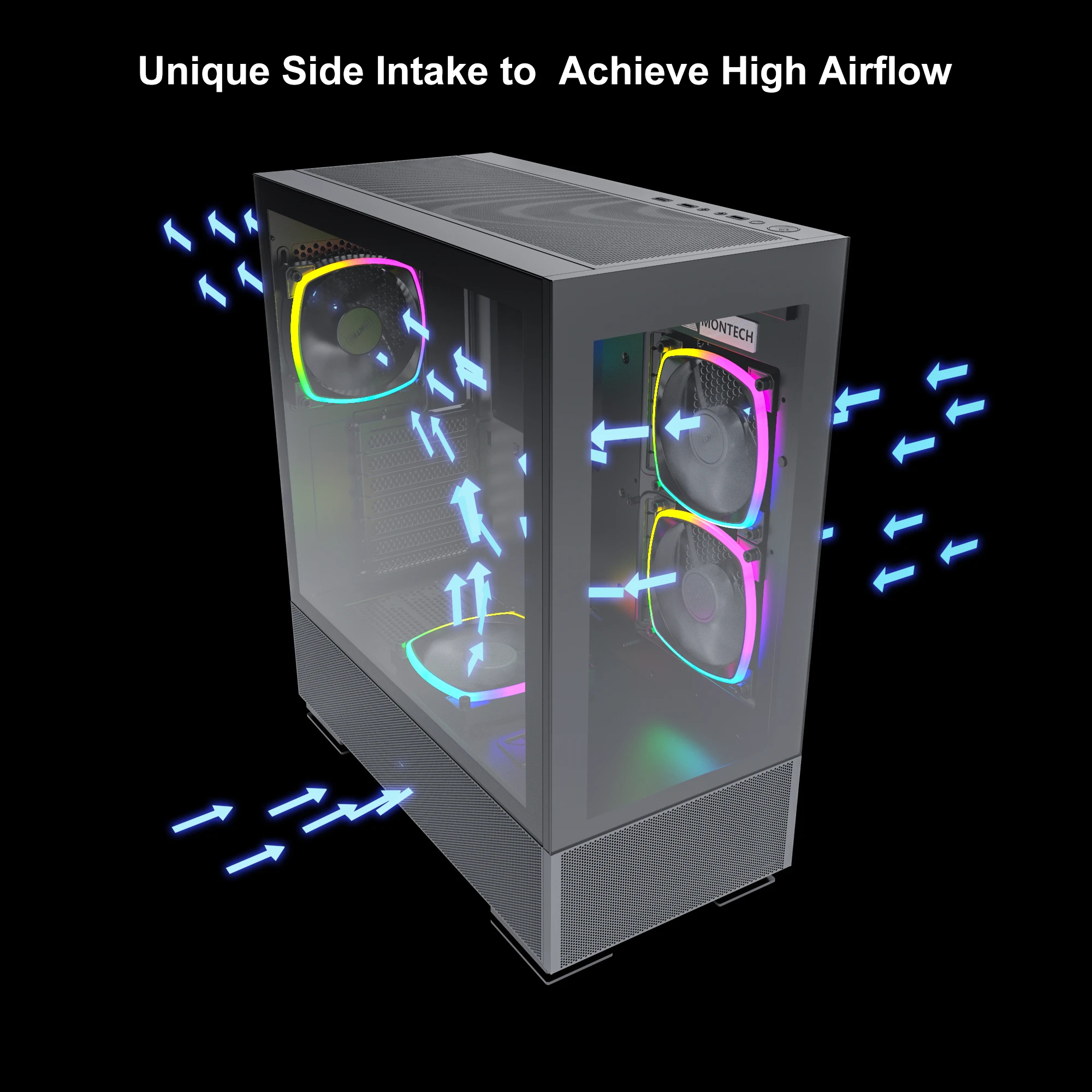 Кутия Montech SKY TWO Mid-tower Case TG ARGB Black