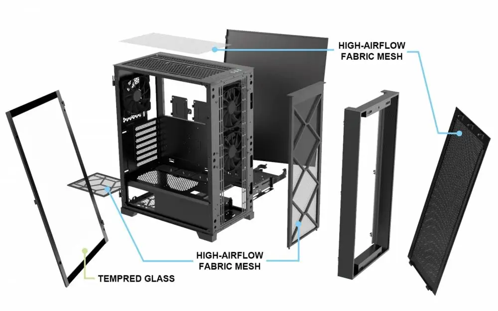 Кутия Montech AIR 1000 LITE Mid-tower Case TG Black