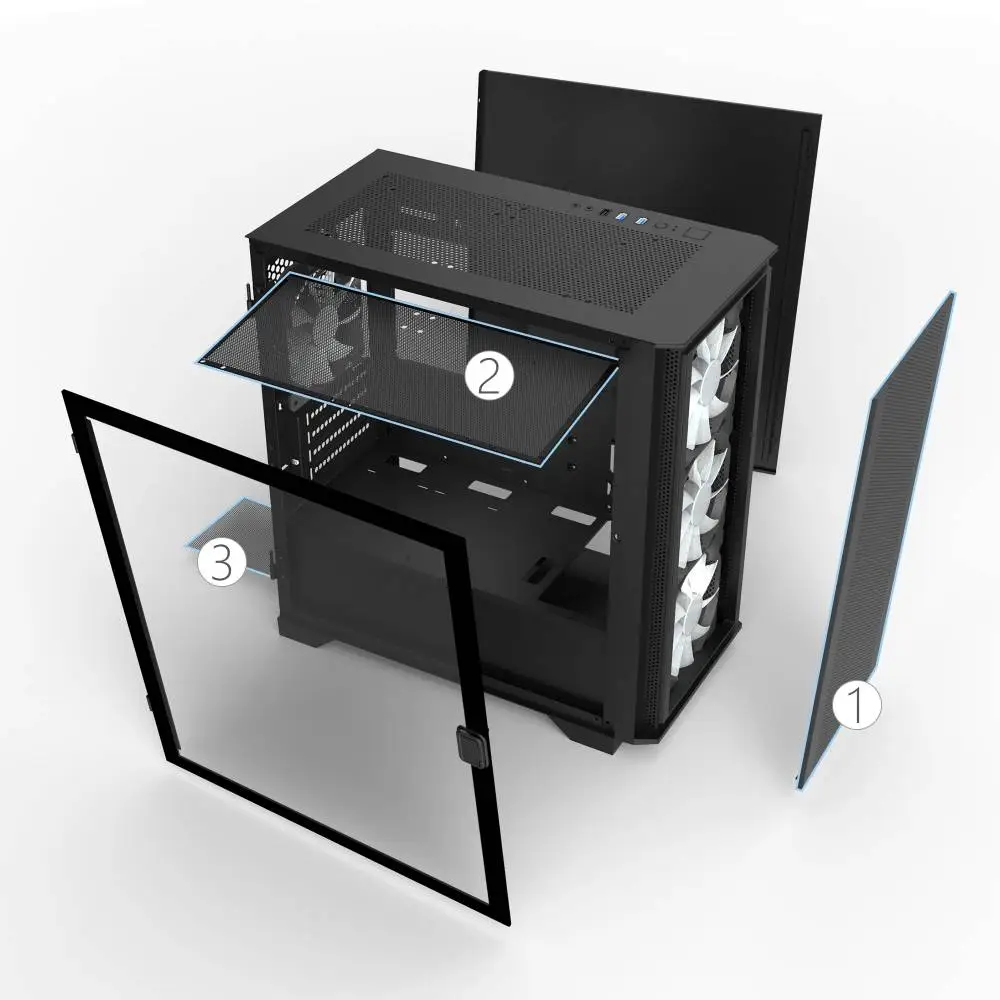 Кутия Montech AIR 100 ARGB Micro ATX Case TG ARGB Black