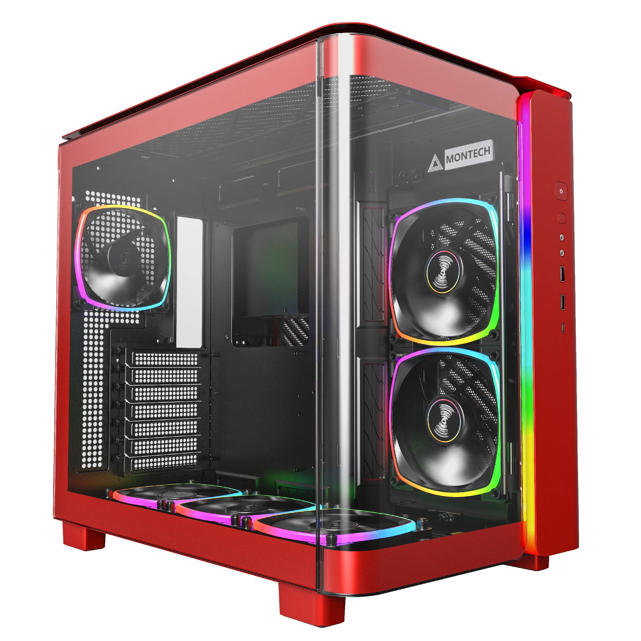 Кутия MONTECH KING 95 PRO ARGB, TG, Mid-Tower, Червен