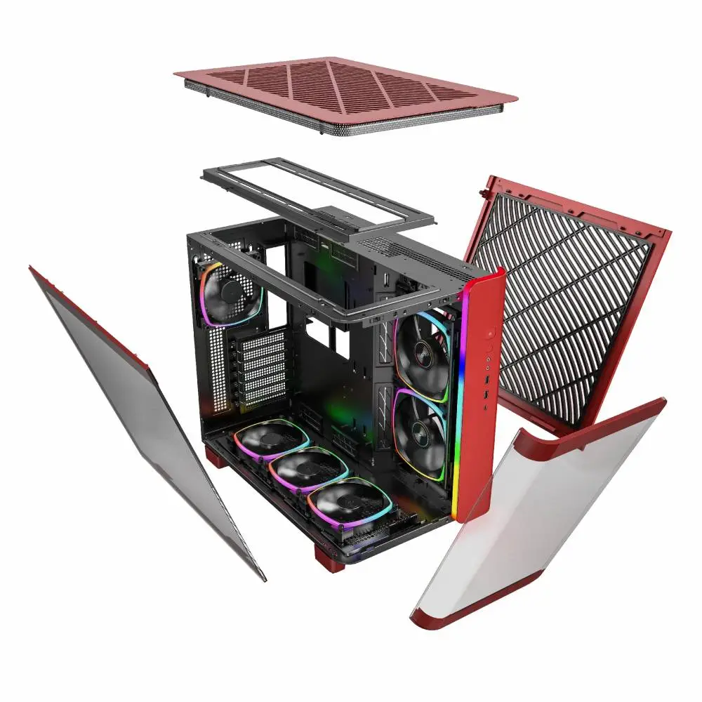 Кутия MONTECH KING 95 PRO ARGB, TG, Mid-Tower, Червен
