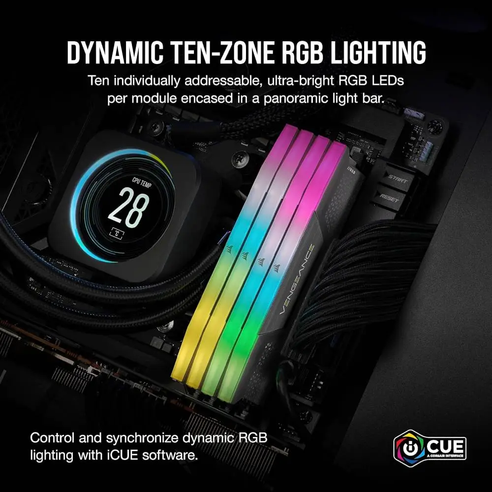 Памет Corsair Vengeance RGB 32GB (2x16GB) DDR5 5600MHz CL36 EXPO - CMH32GX5M2B5600Z36K
