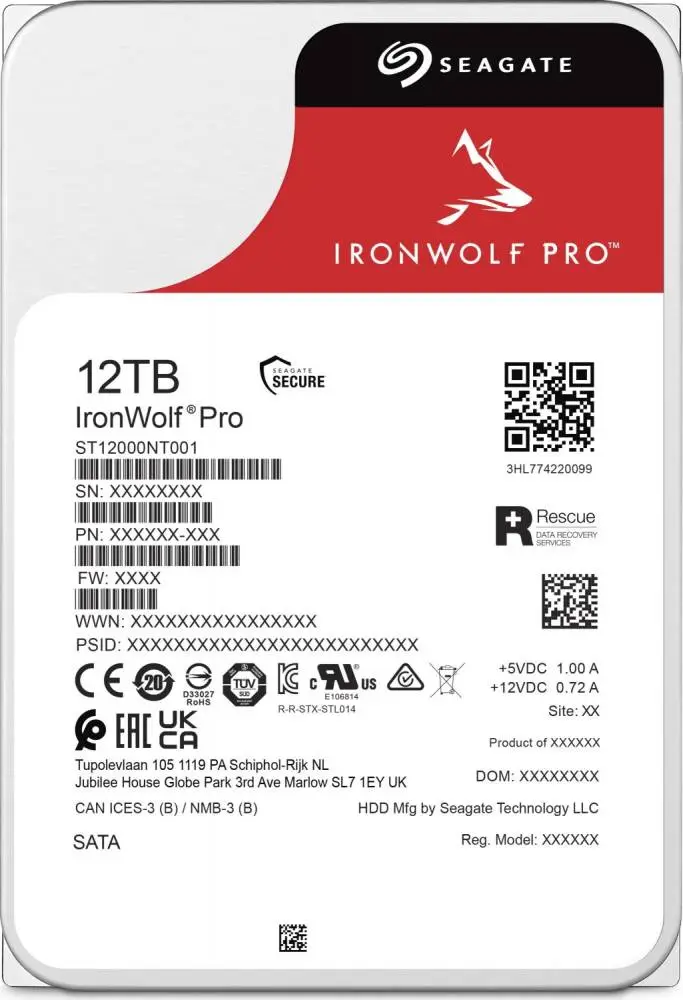 Твърд диск Seagate IronWolf Pro NAS 12TB 3.5" 7200rpm SATA3 6Gb/s - ST12000NT001