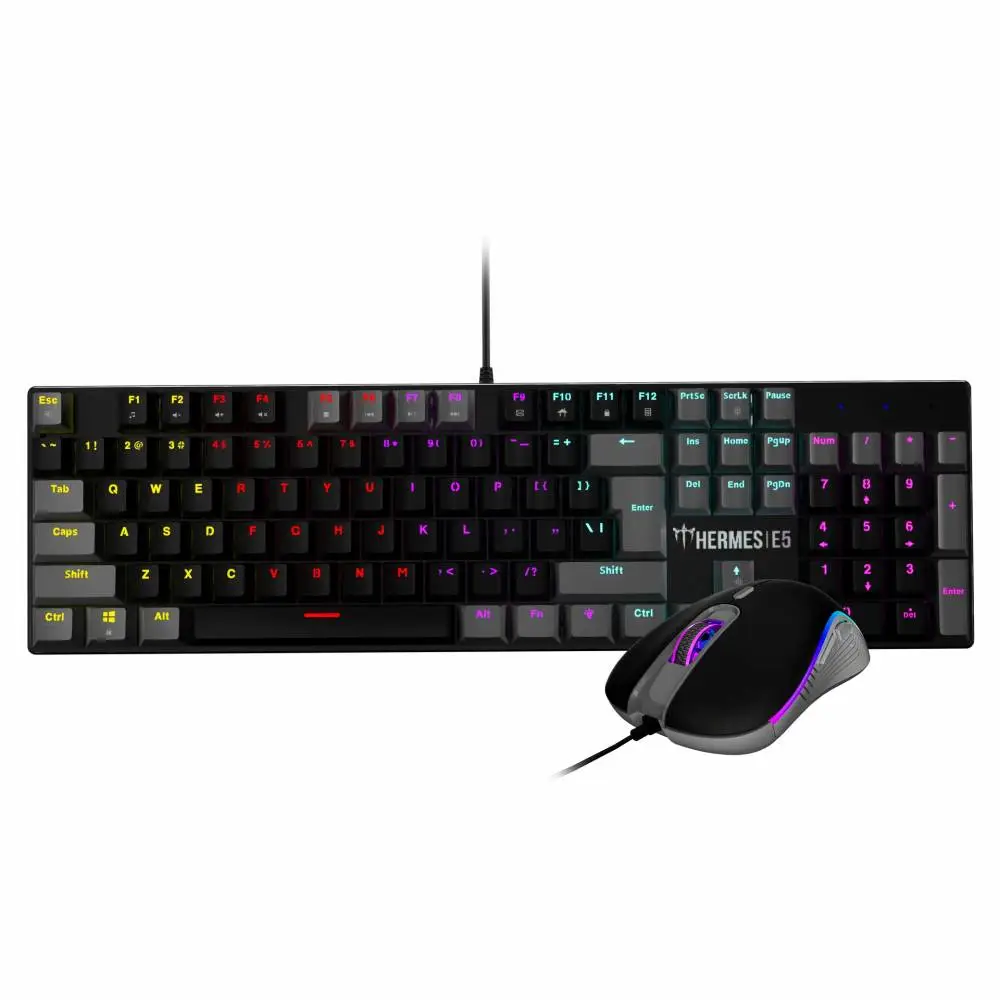 Геймърски комплект GAMDIAS HERMES E5  COMBO 2-in-1 Keyboard, Mouse   - Blue Switches, 3600dpi