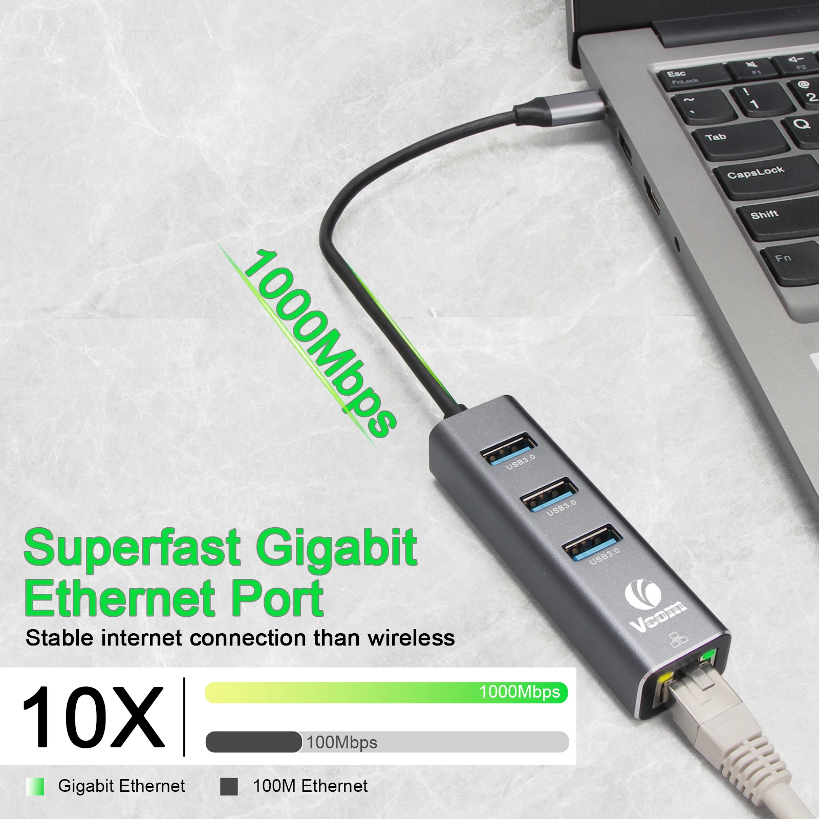 VCom docking station Docking USB Type-C to USB3.0 x 3 + LAN - DH311B