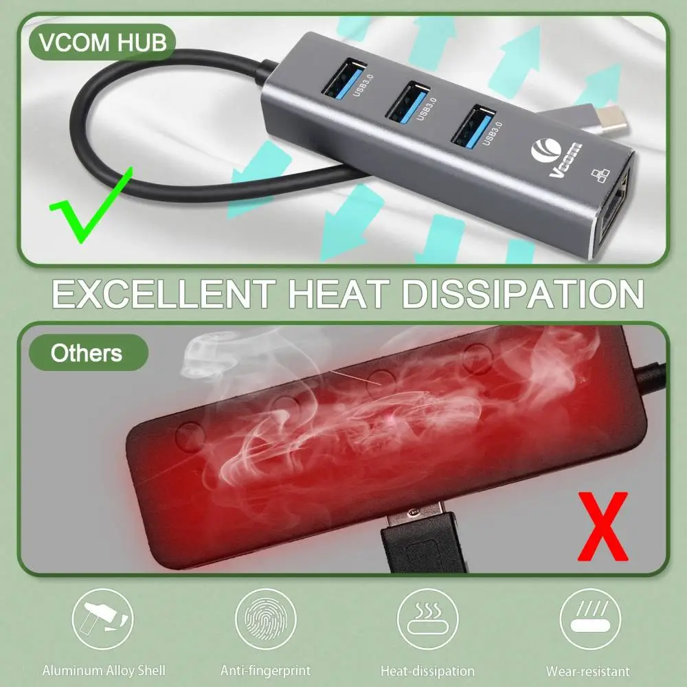 VCom docking station Docking USB Type-C to USB3.0 x 3 + LAN - DH311B