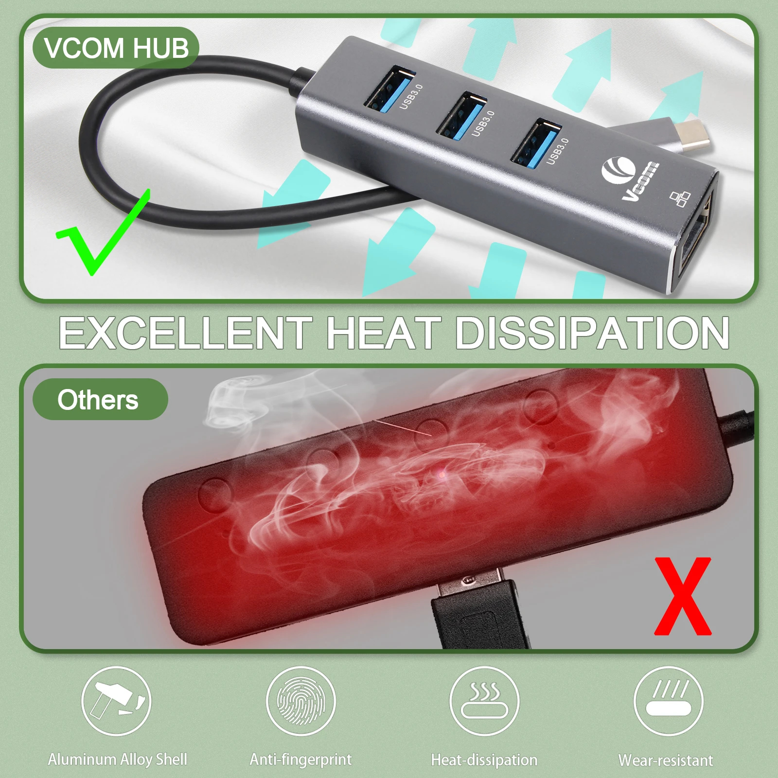 VCom docking station Docking USB Type-C to USB3.0 x 3 + LAN - DH311B