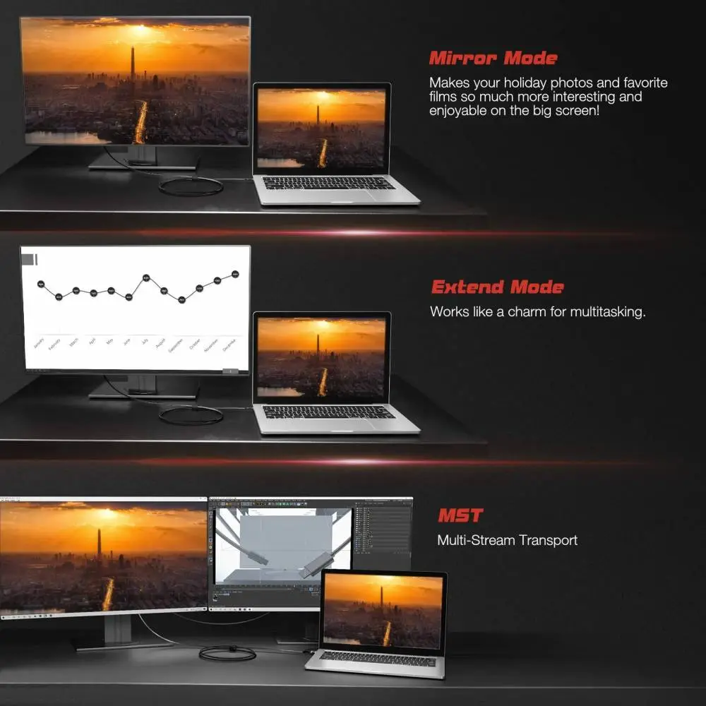 VCom câble Type-C to DisplayPort - 8K Noir - CU422C-1.8m