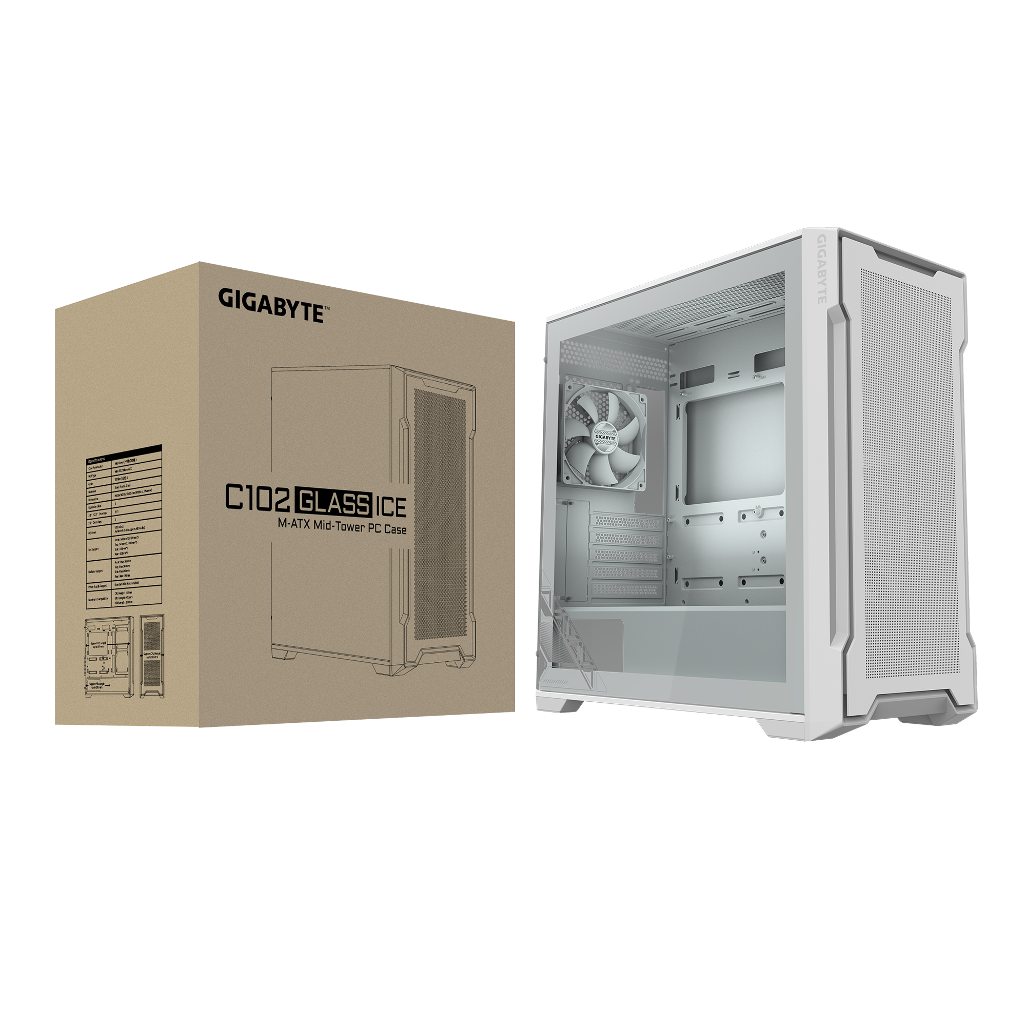 Кутия Gigabyte C102 Glass ICE Mid-Tower