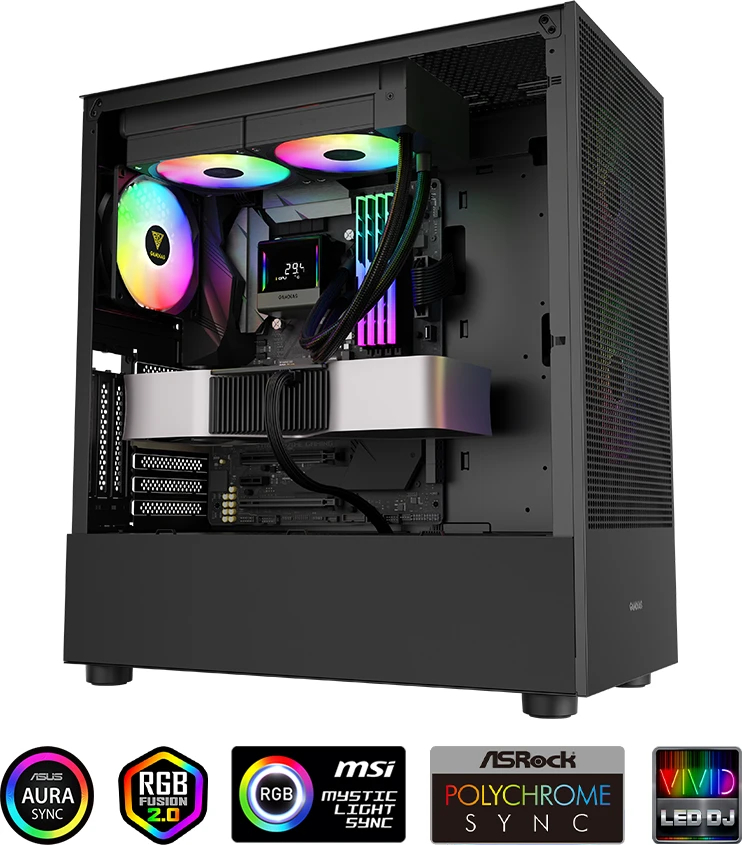 Водно охлаждане за процесор Gamdias Chione E4-240 Water Cooling LCD Screen A-RGB