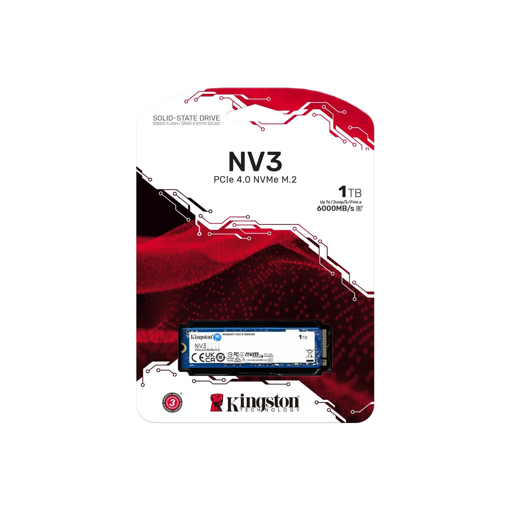 Δίσκος SSD Kingston NV3 1TB M.2 2280 NVMe PCIe Gen 4.0 x4 - SNV3S/1000G
