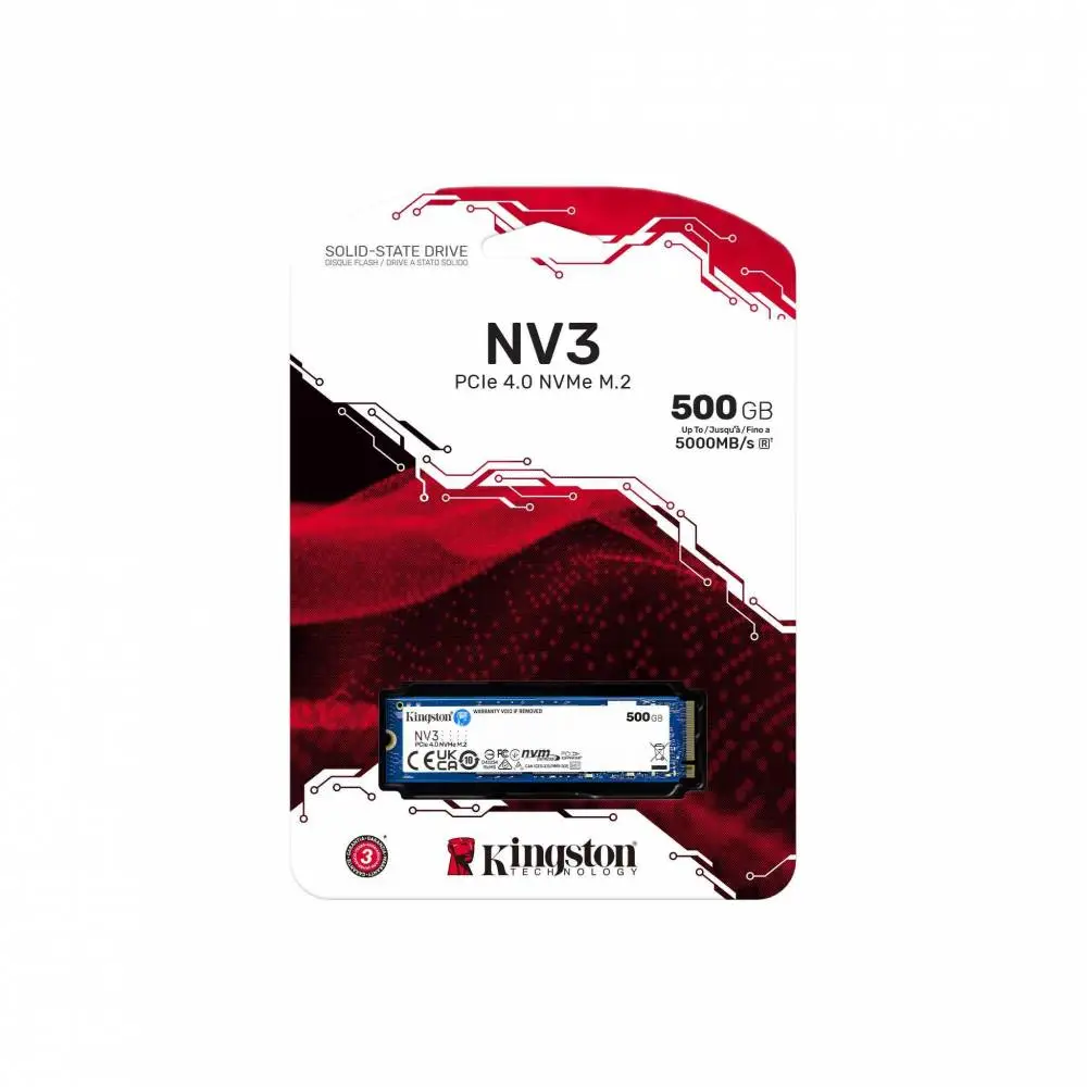Диск SSD Kingston NV3 500GB M.2 2280 NVMe PCIe Gen 4.0 x4 - SNV3S/500G