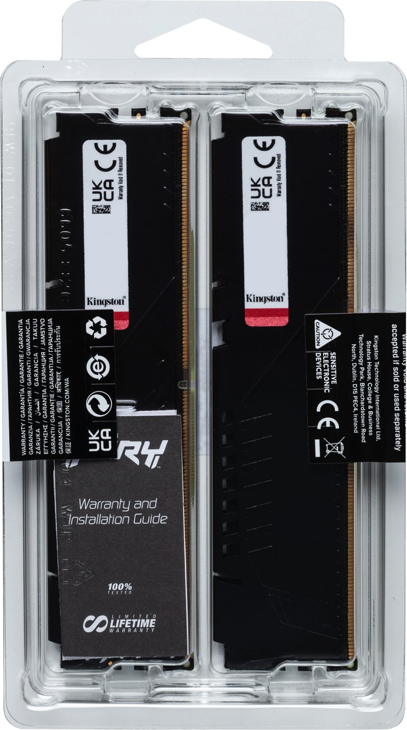 Памет Kingston FURY Beast Black 32GB (2x16GB) DDR5 6000MHz CL36 - KF560C36BBE2K2-32